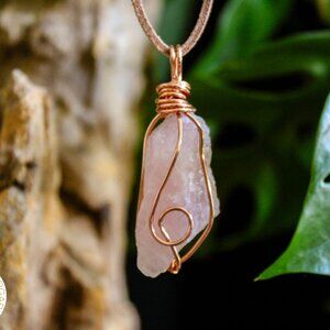 Pink Quartz Wire-Wrapped Necklace